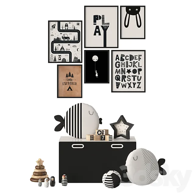 Black and white decor in the nursery Ikea Stuva 3DSMax File
