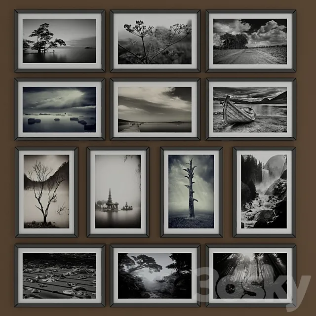 Black and white pictures of Nature 3DS Max Model