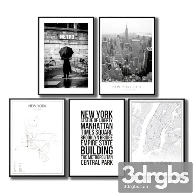 Black and white posters about the city of new york. 3dsmax Download
