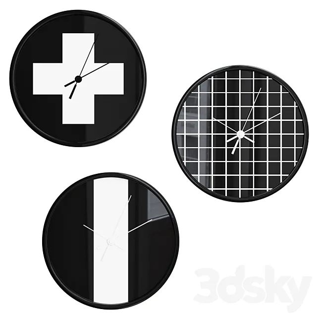 Black and white wall clock 3DSMax File
