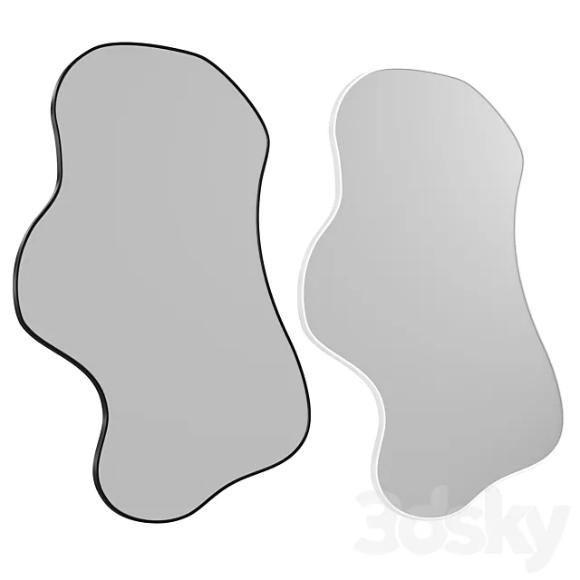 Black Asymmetrical Wavy Mirror 3ds Max