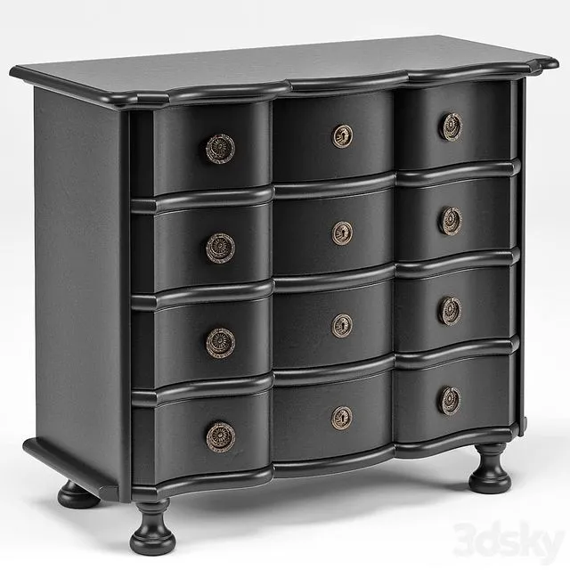 Black Bowfront Chest 3dsMax Model