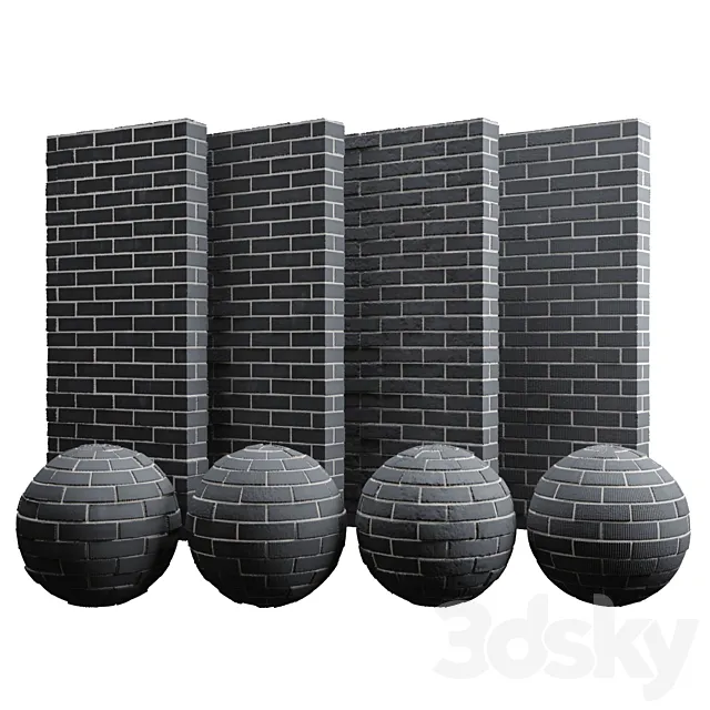 Black brick tiles 3DS Max Model