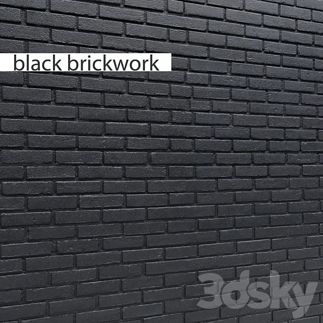 black brickwork stonework brick loft decorative panel wall 3ds Max