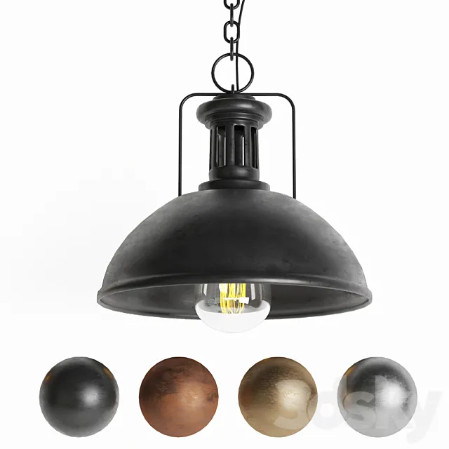 Black Cast Industrial Pendant Lamp 03 3ds Max