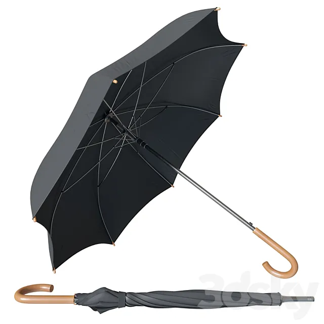 Black Classic Umbrella 3ds Max