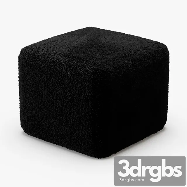 Black curly sheepskin square pouf 2 3dsmax Download