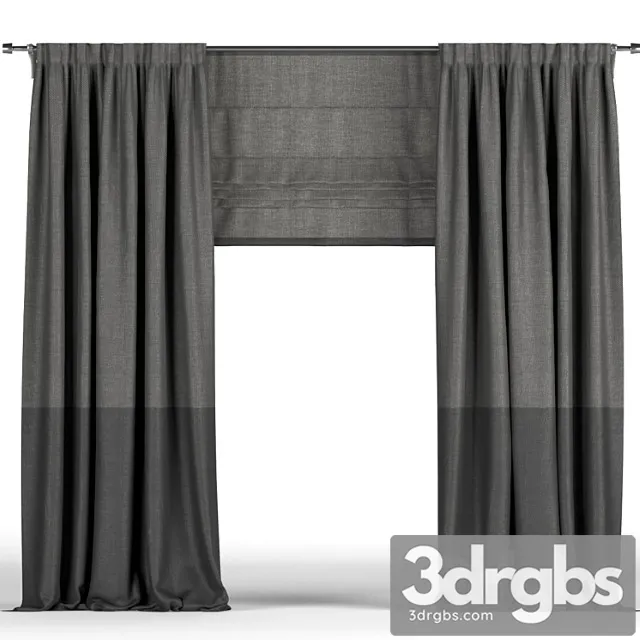 Black curtains in two shades + black roman blinds. 3dsmax Download