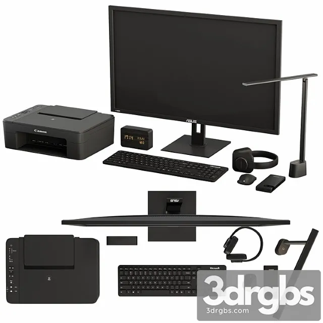 Black Desktop Accessory Set 01 3dsmax Download