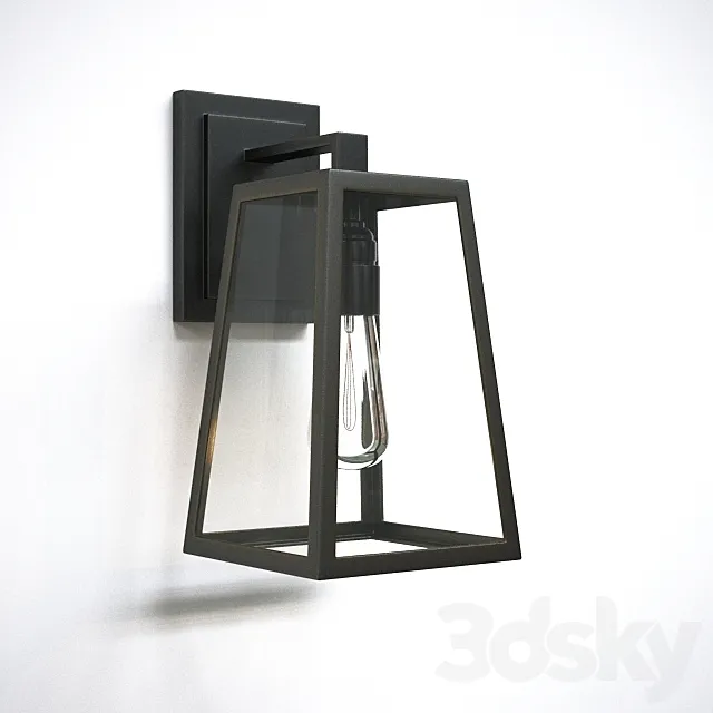 Black Frame Trapezoidal Hallway Wall Lighting 3ds Max