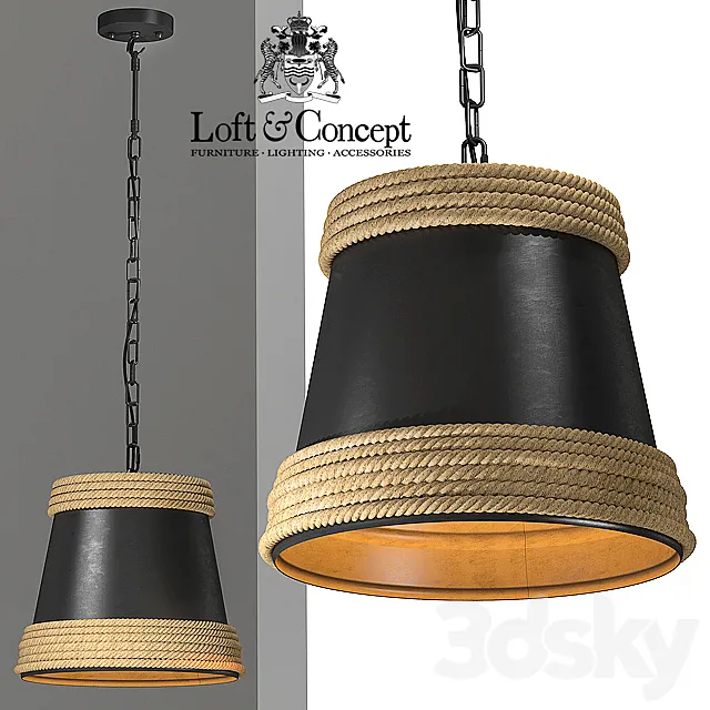 Black & Hemp Pendant Lamp Suspension 3ds Max