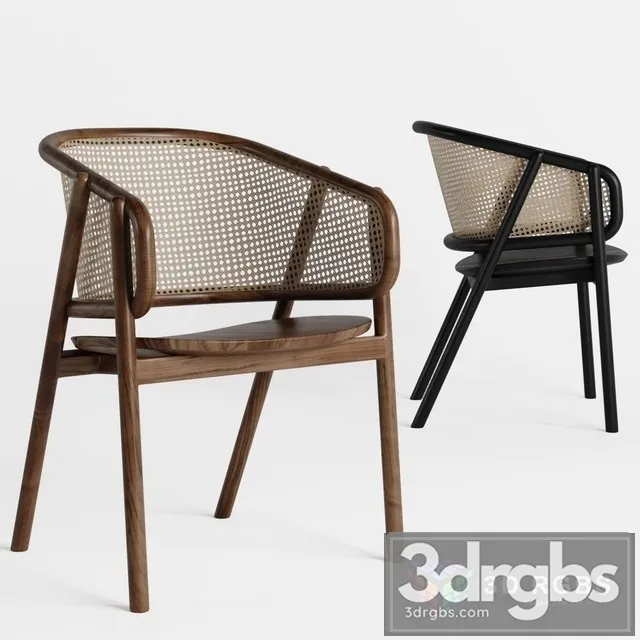 Black Japandi Rattan Dining Chair Curved Back Dining Chair 3dsmax Download