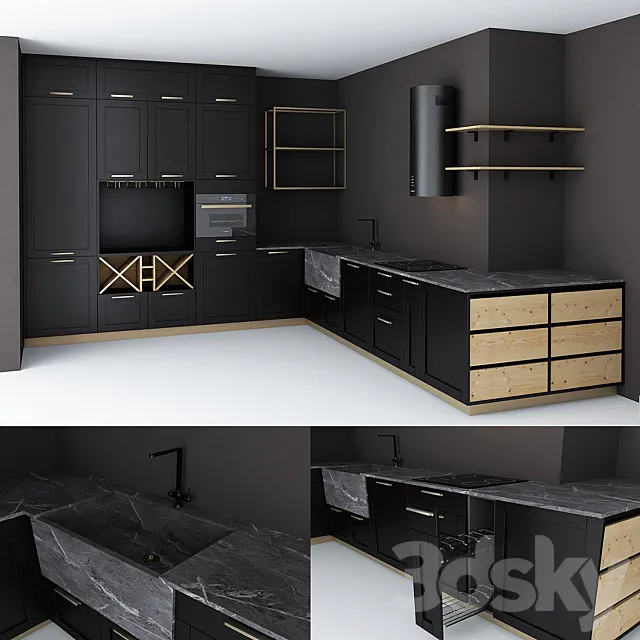 black kitchen 3ds Max
