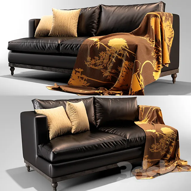 black leather sofa 3DSMax File