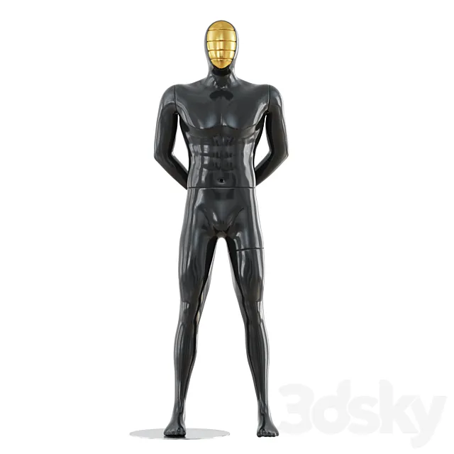 Black mannequin with gold mask 166 3ds Max