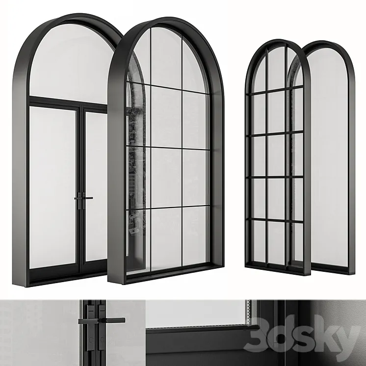 Black Modern Arched Window – Windows Set 07 3DS Max