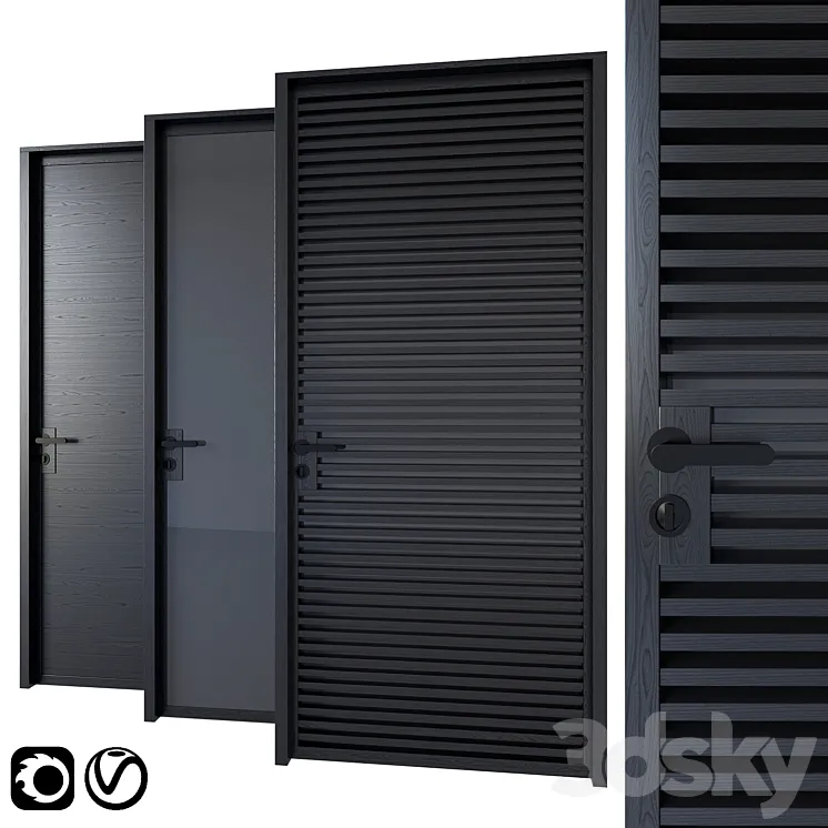 Black modern doors 3DS Max