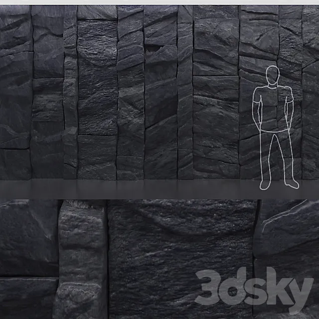 black mountain stone wall 3ds Max
