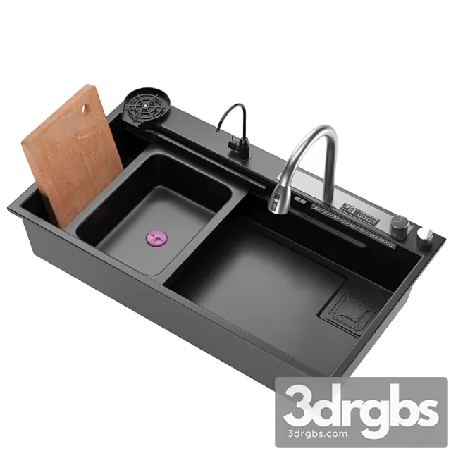 Black Nano Kitchen Sink 304 Stainless Steel Waterfall Sink 1 3dsmax Download