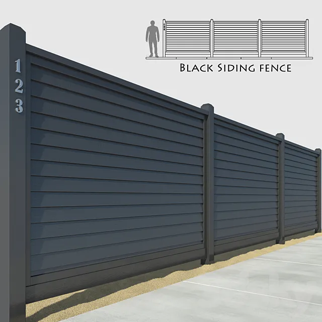 Black siding fence 3DS Max Model