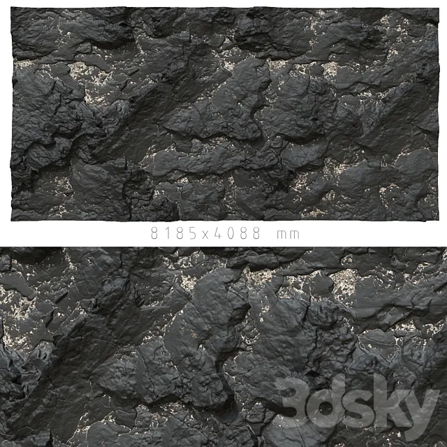 Black stone wall 3ds Max