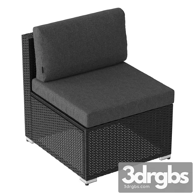 Black straight armchair (wicker outdoor furniture) 02