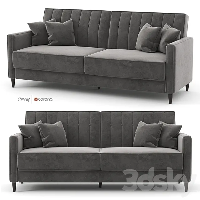 Black. velor sofa Nia Sleeper by Willa Arlo Interiors 3DSMax File
