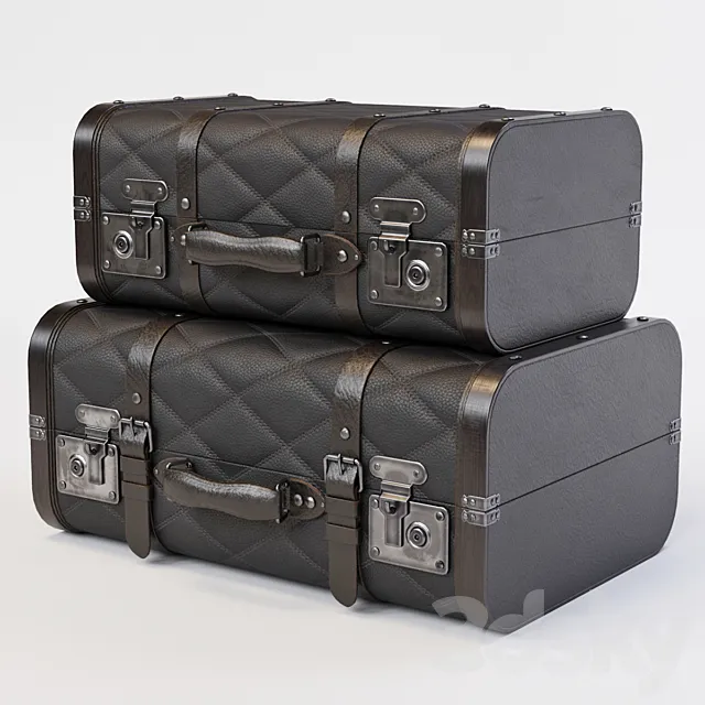 Black Vintage Suitcases 3DS Max Model