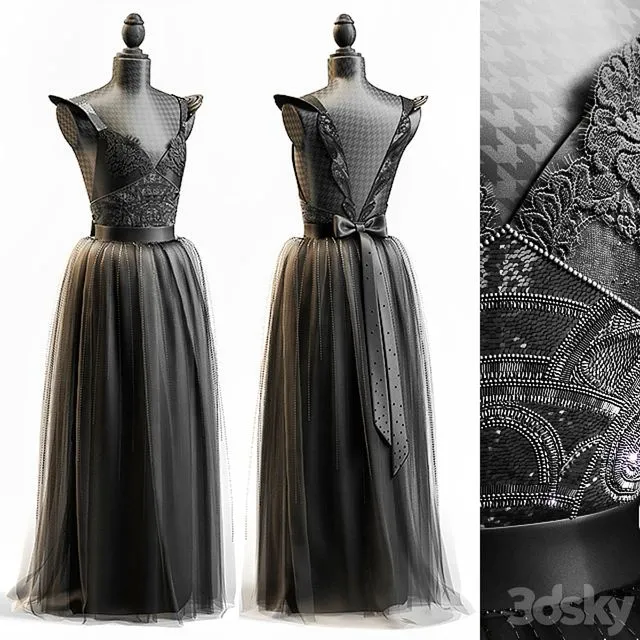 BLACK WEDDING DRESS 3dsMax Model