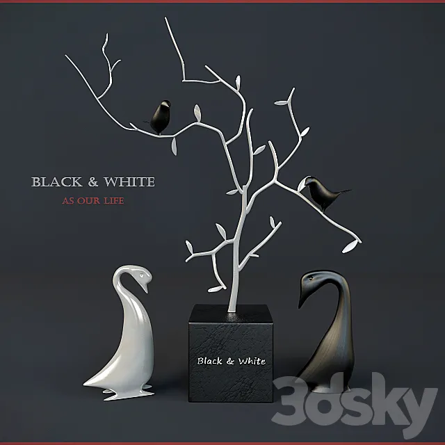 Black & White birds 3ds Max