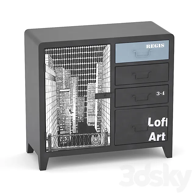 Black & White locker Loft art 3DS Max Model