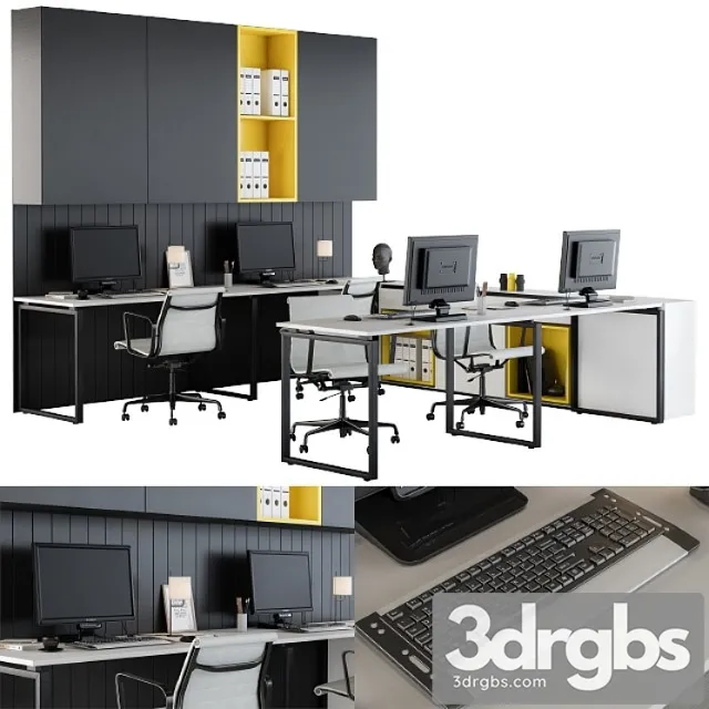 Black white yellow workplace 2 3dsmax Download