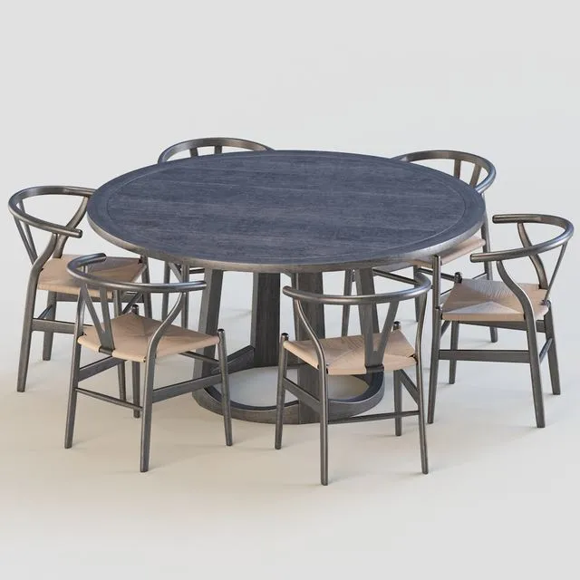 Black wishbone chairs 3dsMax Model