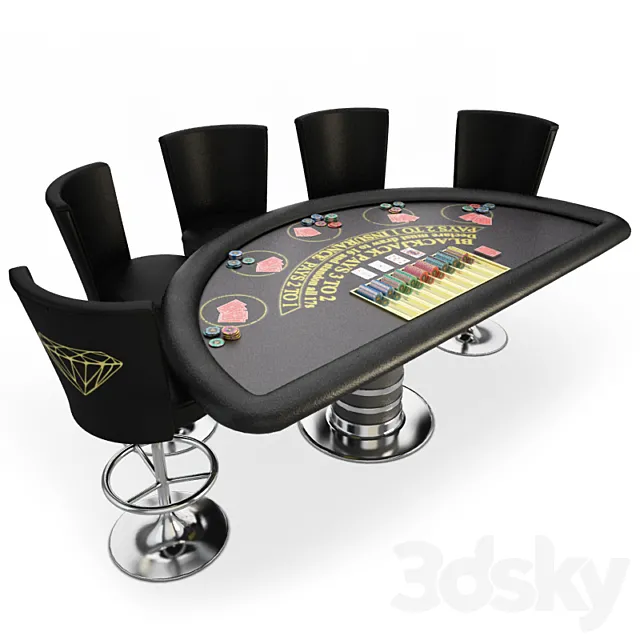 Blackjack Table Casino 3DS Max Model