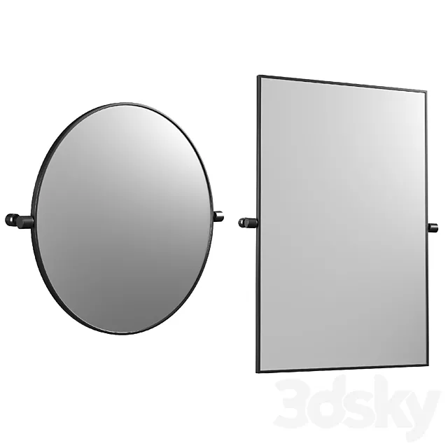 Blaine Matte Black Round Pivot Wall Mirror 24 3ds Max