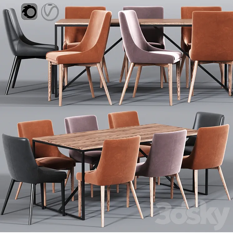 Blaisell Parsons Dining Table Chair Set 3DS Max
