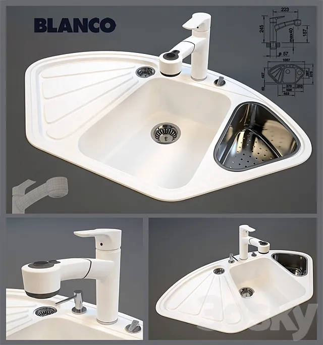 Blanco Merkur-S Blanco + Delta Silgranit PuraDur II 3DSMax File