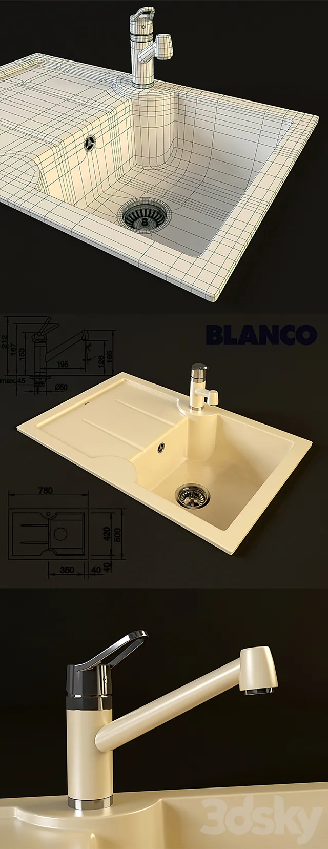 Blanco sink and faucet Blanco 45s Idessa Actis 3DSMax File