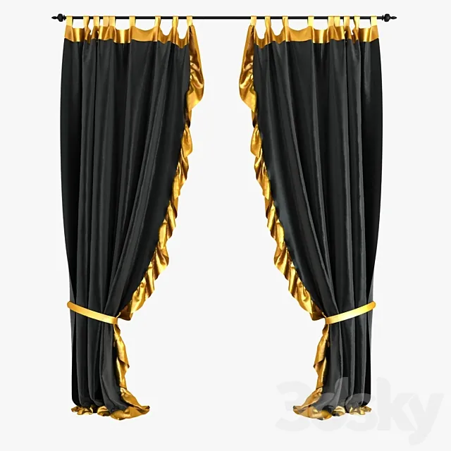 Blind black velvet with a gold stripe 3DSMax File