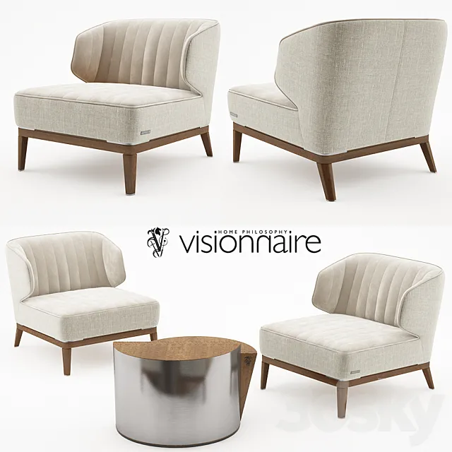 Blondie armchair with Cyborg large table – Visionnaire Home Philosophy 3DS Max Model