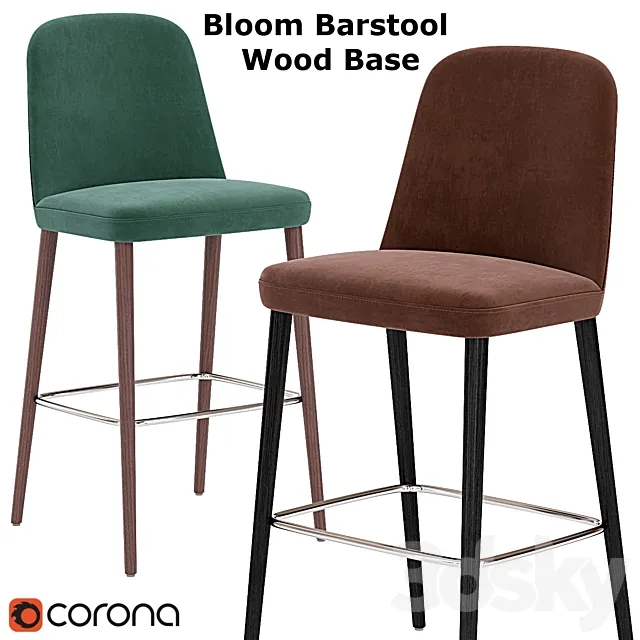 Bloom Barstool Wood Base multicolor 3DS Max Model