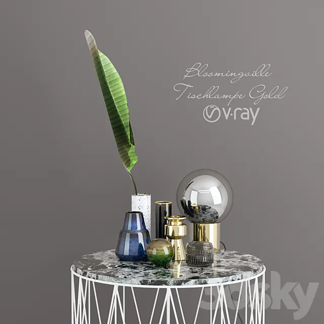 Bloomingville Tischlampe Gold set 3ds Max