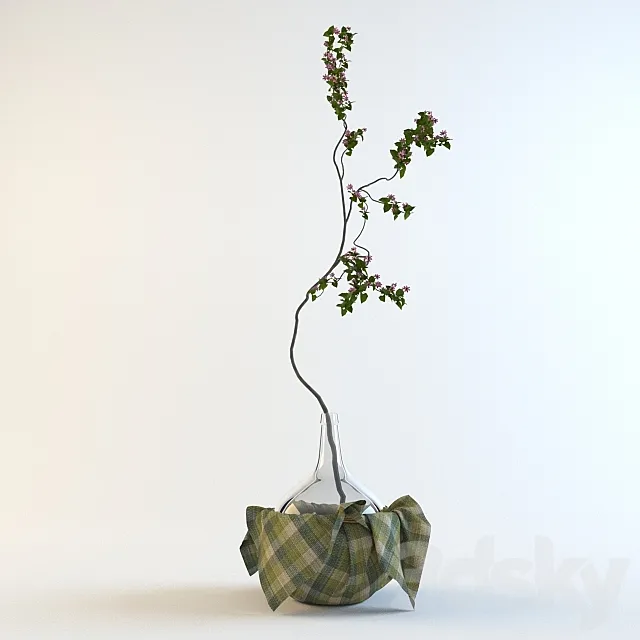 Blossoming a branch in the big bottle 3ds Max