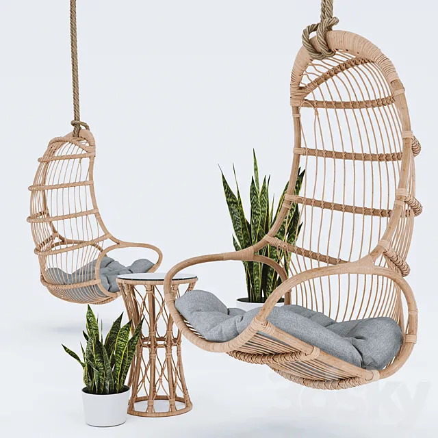 Blucher hanging chair plant & table 3dsMax Model