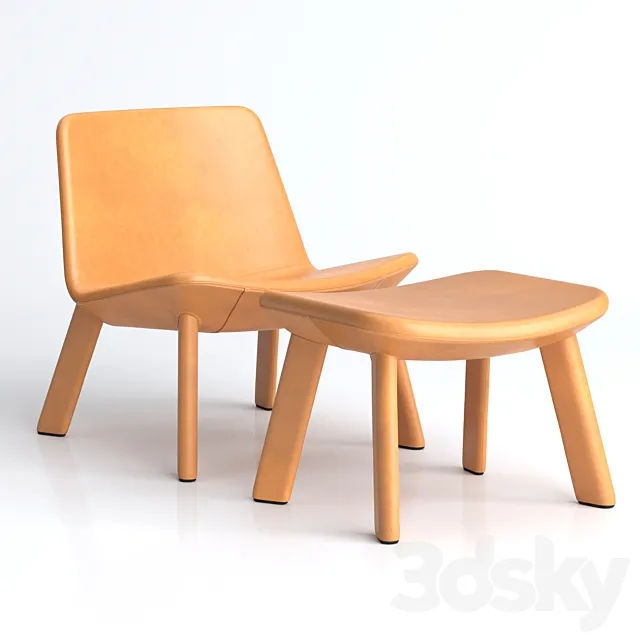 BluDot_Neat Leather Lounge Chair & Ottoman 3DSMax File