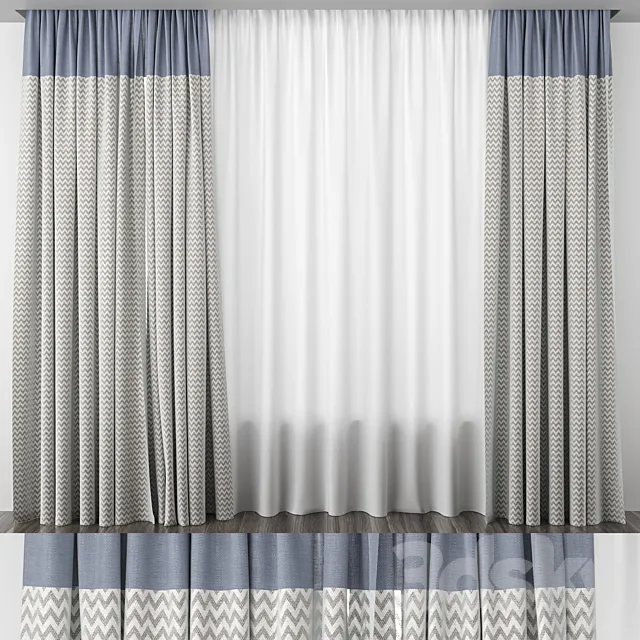 Blue curtains with arrows 3ds Max