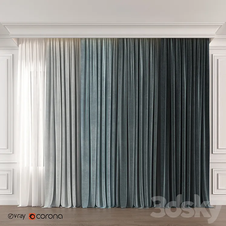 Blue gradient curtain 3DS Max