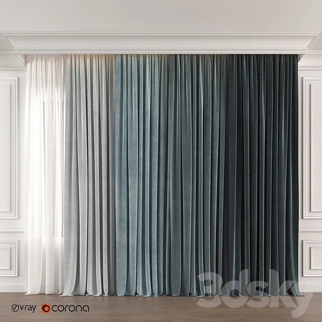 Blue gradient curtain 3DSMax File
