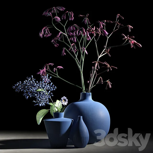 Blue vases set 3ds Max