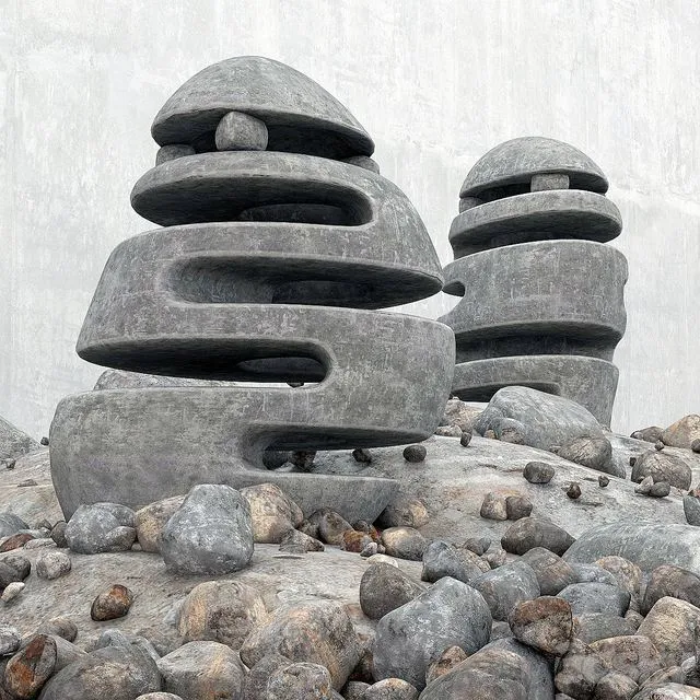 Blumenbeet Stone light 3dsMax Model